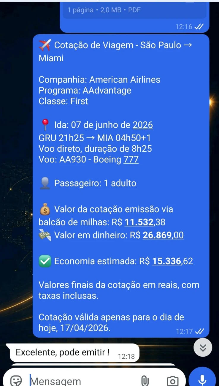 São Paulo → Miami em First